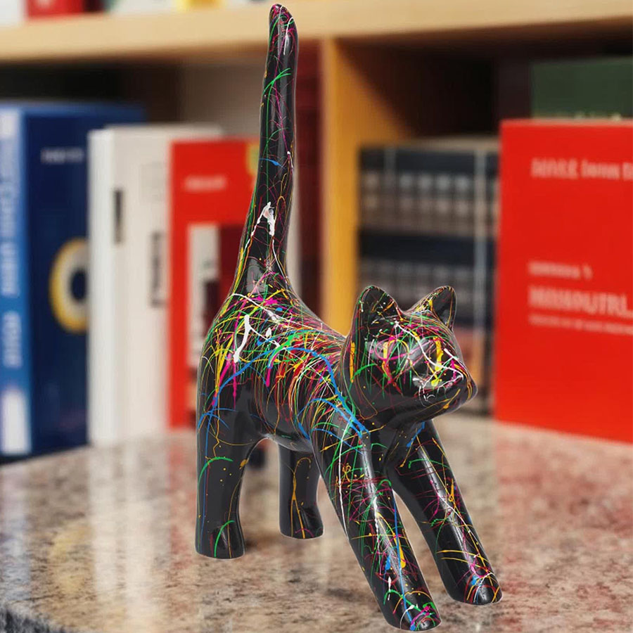 Sculpture statue chat pitch noir pop-art