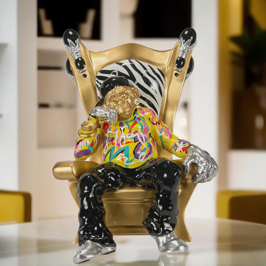 Sculpture statue singe hip-hop fauteuil voltaire pop-art, street-art