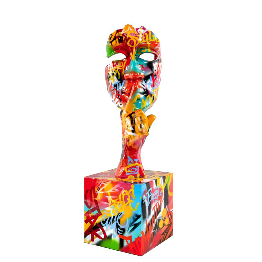 sculpture visage Silence Pop-Art et Street-art