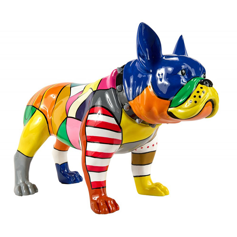 Sculpture statue chien bulldog romuald pop-art