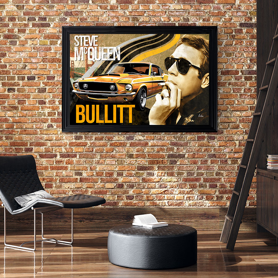 Tableau décoratif en pvc Steve McQueen Mustang Bullitt Vintage