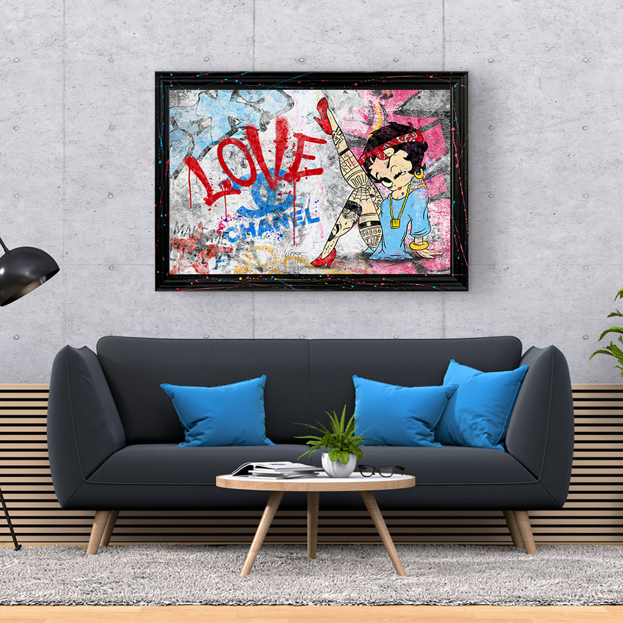 Tableau décoratif en pvc Betty Boop Love Chanel Street-art pop-art