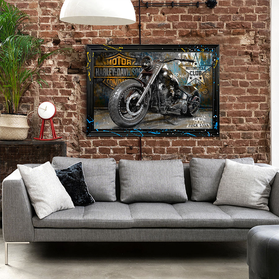 Tableau décoratif en pvc Moto Harley Davidson vintage design