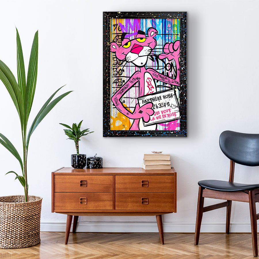 Tableau décoratif en pvc Panthère Rose, Pink panthere cartoons street-art Pop-art