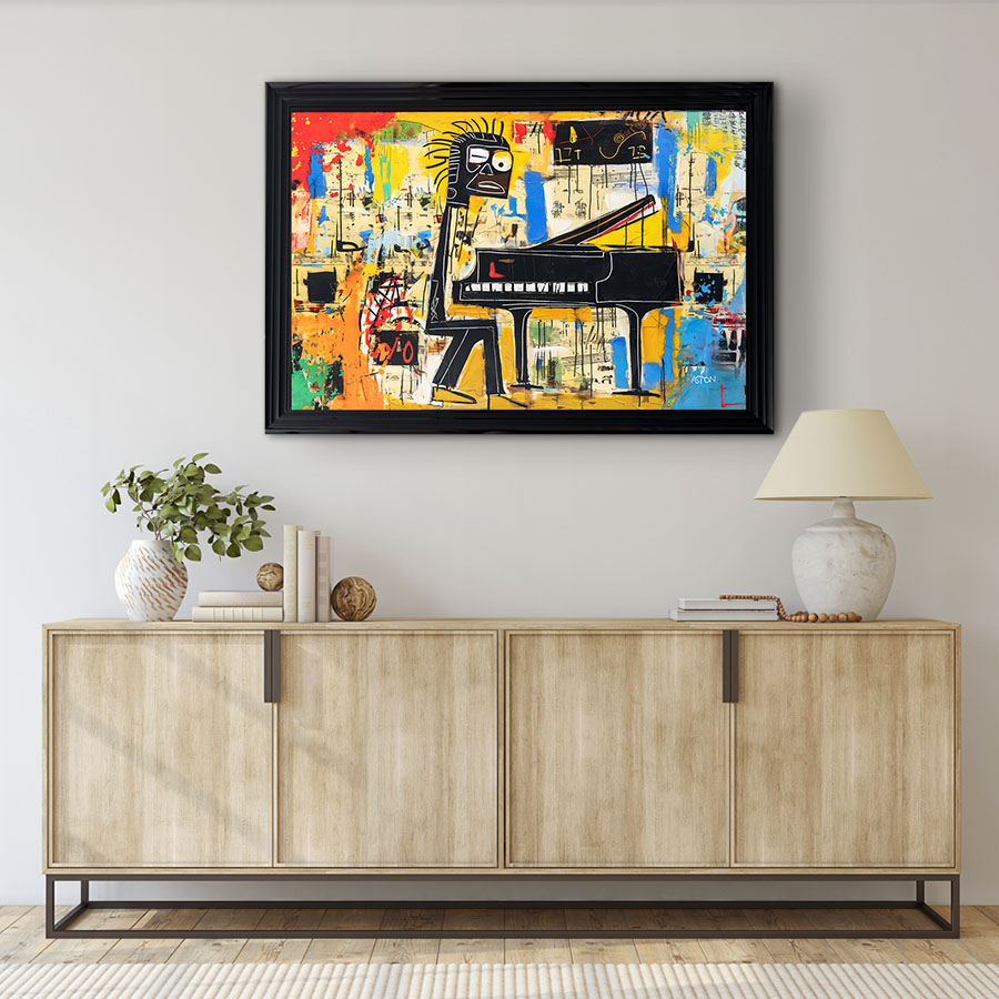 Tableau décoratif en pvc Pianiste style Basquiat Street-art