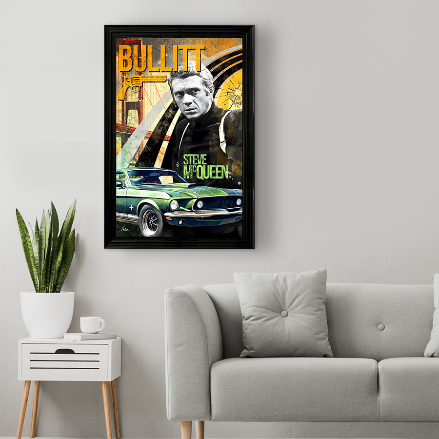 Tableau décoratif en pvc Steve McQueen Mustang Bullitt Vintage