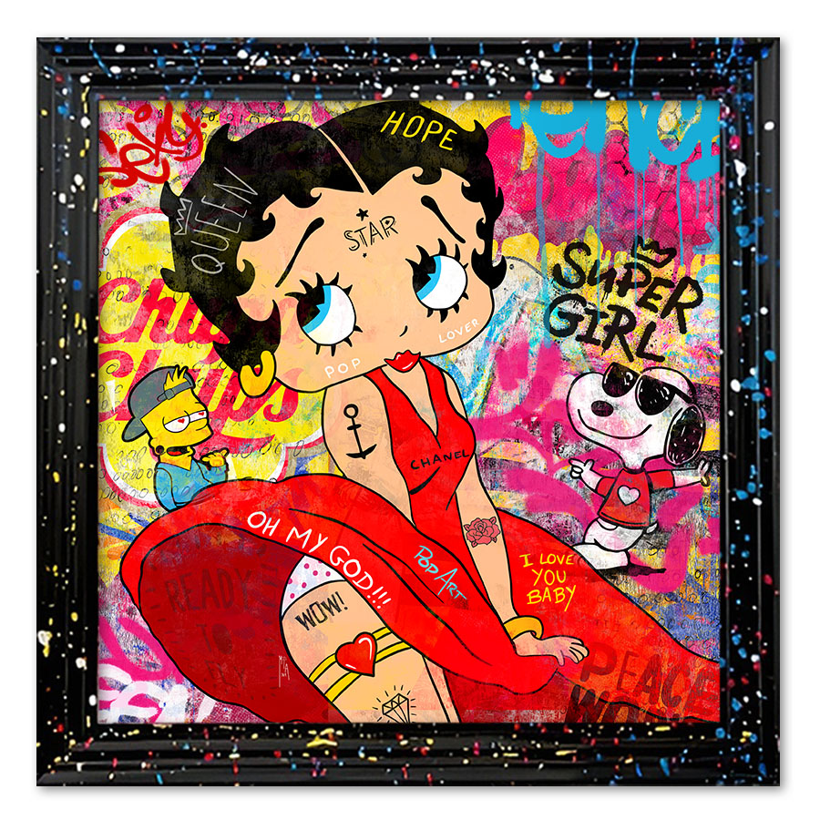 Tableau déco Betty Boop super girl Street-art