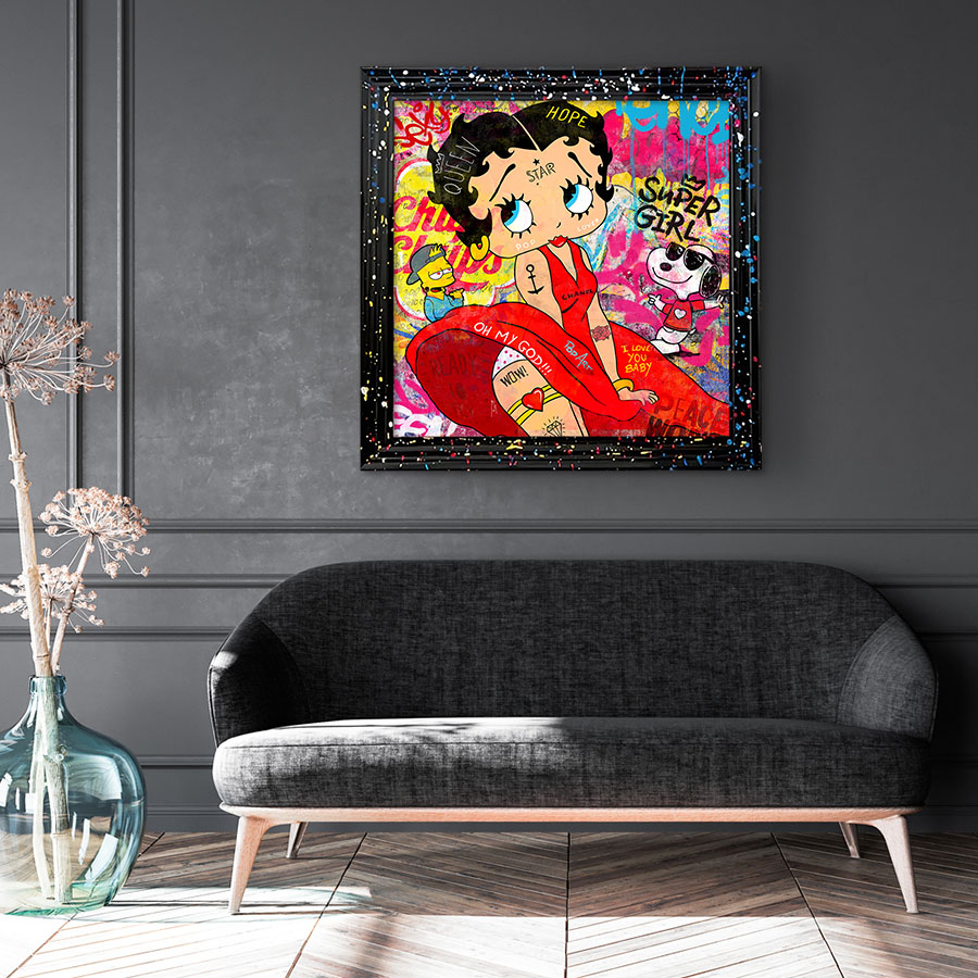 Tableau déco Betty Boop super girl Street-art