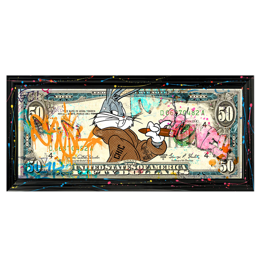 Tableau décoratif en pvc Bugs Bunny billet dollar Street-art pop-art