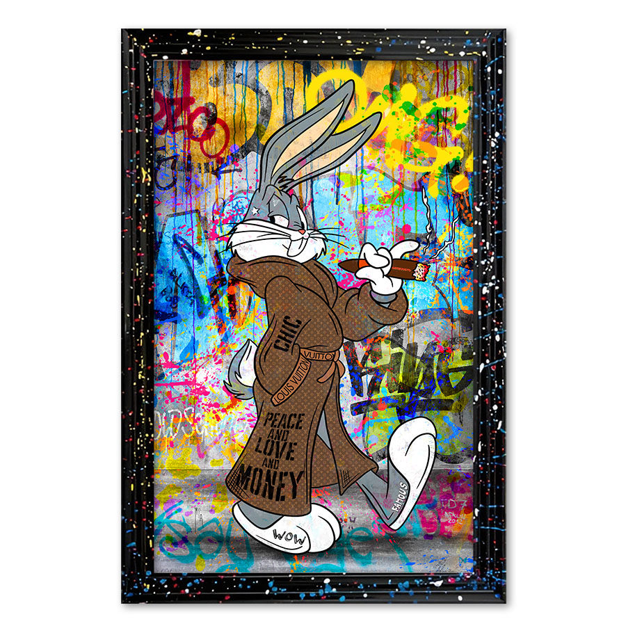 Tableau décoratif en pvc Bugs Bunny cigare Vuitton cartoons street-art Pop-art