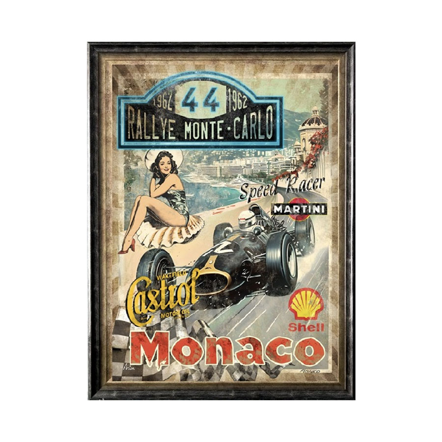 Tableau décoratif en pvc Rallye Monte Carlo Monaco vintage design