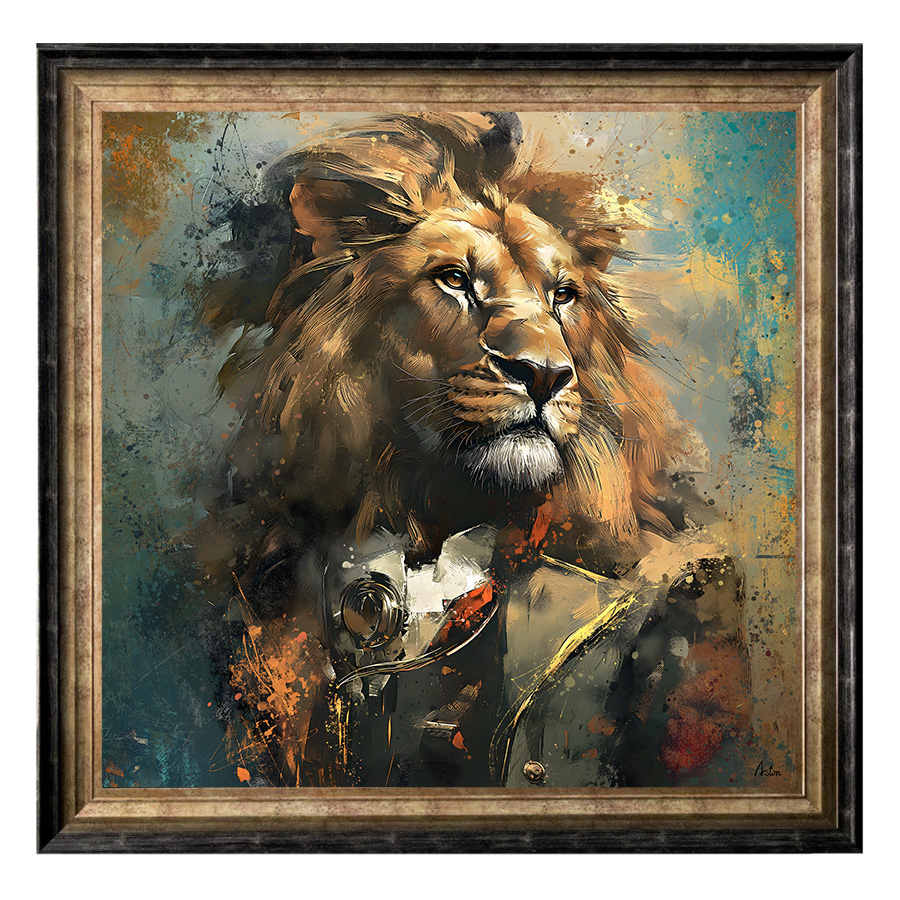 Tableau décoratif en pvc lion Charles - peinture à l'huile - design