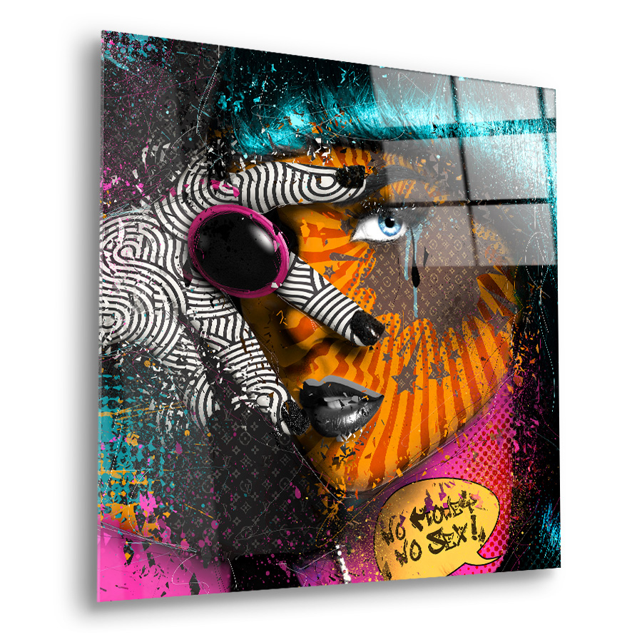 Tableau déco en verre plexiglas Femme Glam girl - pop art