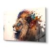 Tableau déco en verre plexiglas Lion aquarelle paysage.