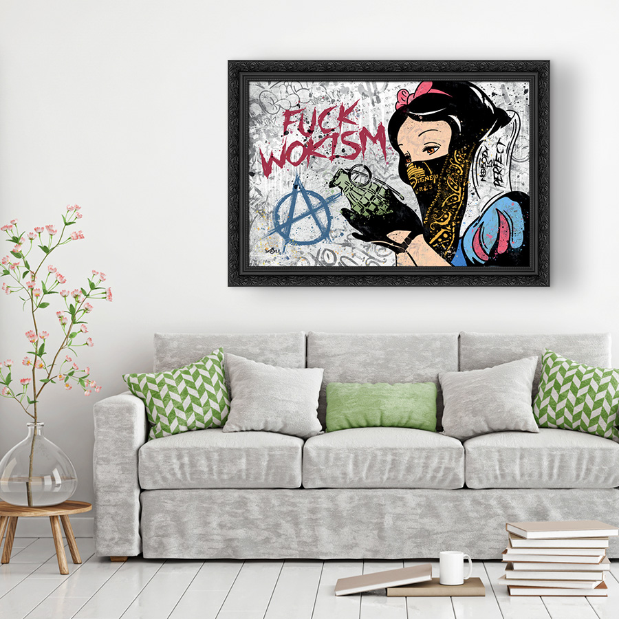 Tableau décoratif Blanche Neige Grenade Fuck Wokism - pop-art