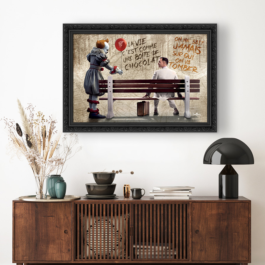 Tableau décoratif en pvc Forrest Gump et le clown ça - pop-art