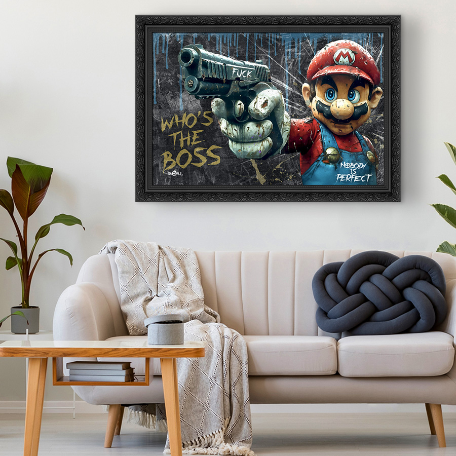 Tableau décoratif en pvc Mario Bros Gun Nintendo - pop-art