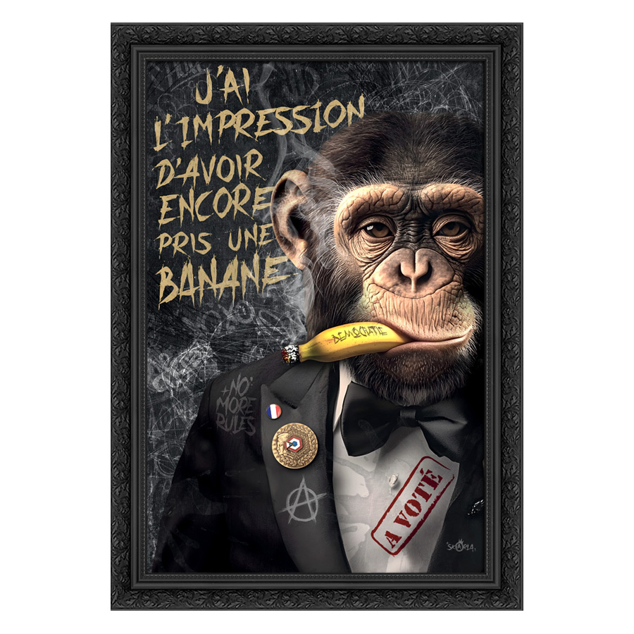 Tableau décoratif en pvc Singe banane - design - pop art - street-art