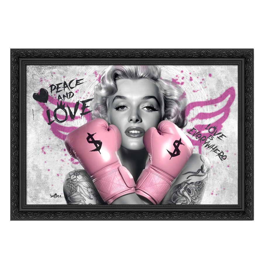 Tableau décoratif en pvc Marylin Monroe gants de boxe roses - design