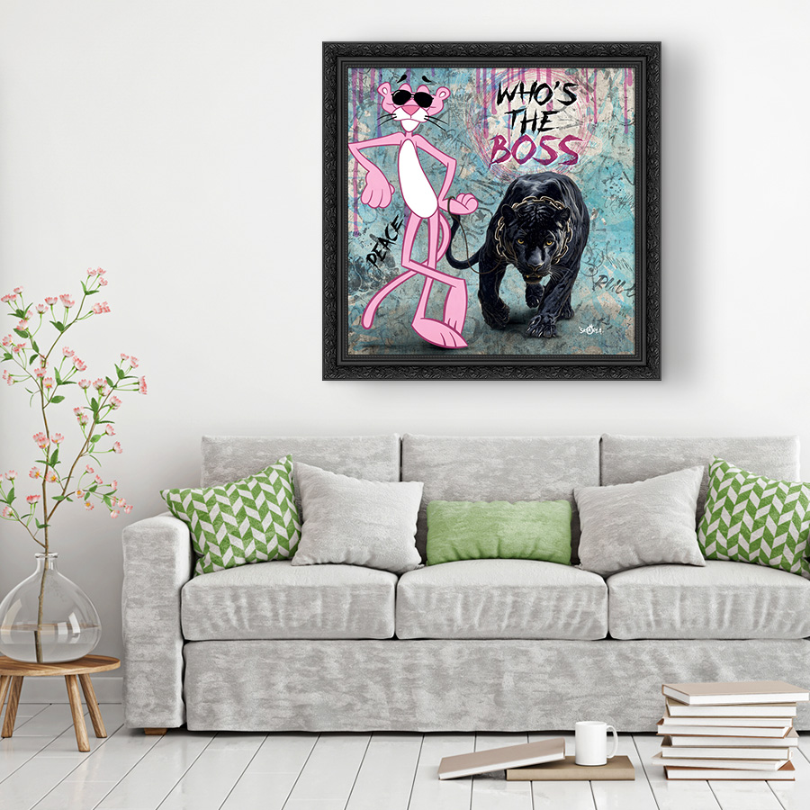 Tableau décoratif en pvc Panthère rose Boss - design - pop art